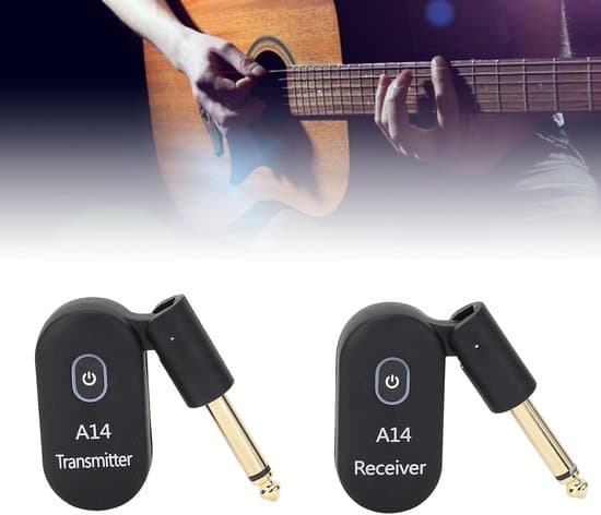 Trådløst guitarsystem med 2,4 GHz USB-transceiver og 30 meters rækkevidde til elguitar, bas og violin med 6,35 mm jackstik – ideel til optrædener