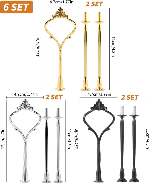 6 sæt kagefad hardware 3-lags kagefadsholder til bryllup og fest