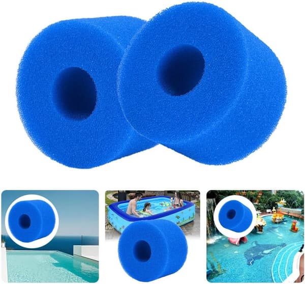 2PCS Återanvändbart Tvättbart Poolfilter Skum Spabad Filterpatron för Intex S1 Typ