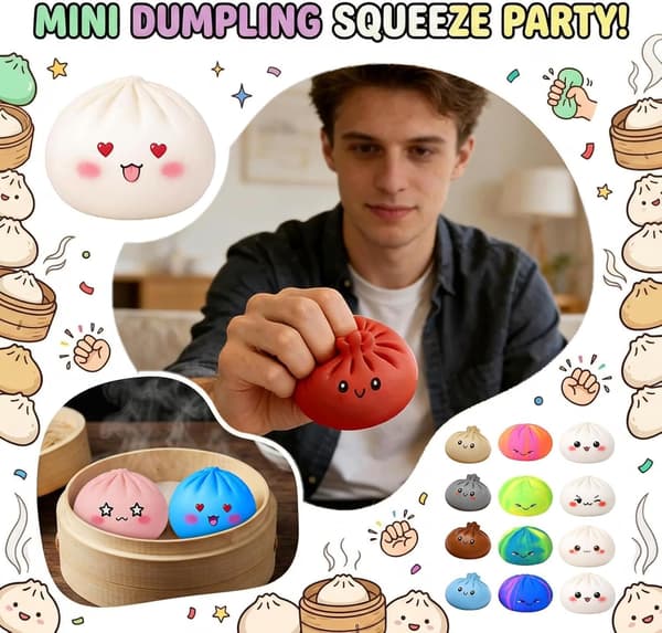 Dumpling Squishy, 2026 Mystery Dumpling Squishies Countdown Kalender, 25 STK Tilfældige Overraskelses Dumpling Squishies, Stressaflastende Sensorisk Fidget Legetøj (25 STK)