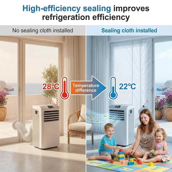 Dørforsegling til bærbar aircondition – 90x210cm med snoretræk & 7m velcro – til altandør – hvid – 1 sæt