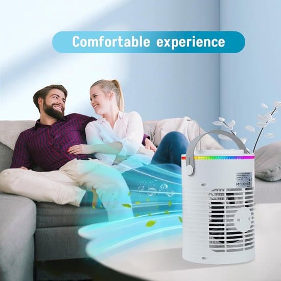 Vand- eller isluftkøler med køleelementer - 3 hastigheder og fordampningskøling - LED-belysning i 7 farver - 2-8 timers timer - med luftfugter