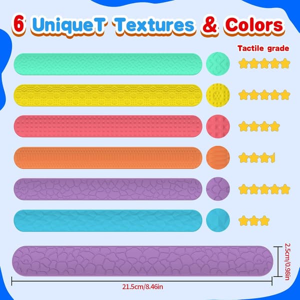 Fidgets för barn med Slap Bracelets - 6-pack sensoriska fidgetleksaker för autism och ADHD, lugnande leksaker för ångestlindring, klassrumsbelöningar och julklappar
