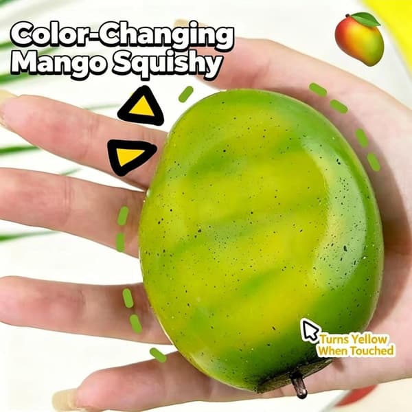 2 st Mango Squishy Leksak, Färgskiftande Kameleont Mango Squishy för Fidget Kul, Termisk Långsamt Stigande Sensorisk Stressleksak, för Tonåringar & Vuxna