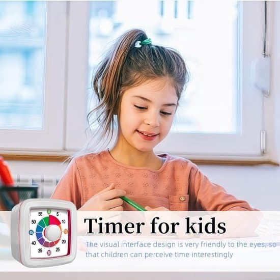 Timer - 60-minutters visuell nedtellingstimer - Egnet for barn og voksne - Stillegående design - Stor visuell timer med en diameter på 14 cm