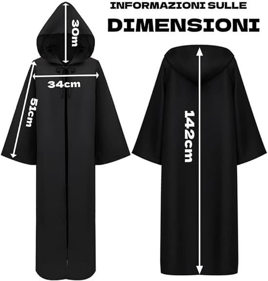 Lang sort hættekappe, unisex, Halloween-stil, lang sort Halloween-kappe, cosplay-kappe.