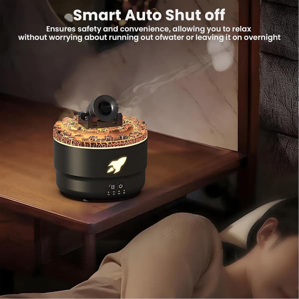 Cannon Blast Aroma Luftfuktare - 7-färgs LED, 2 lägen, Cool Mist Diffuser för barnrum, Kreativ tornkonstruktion (Svart)