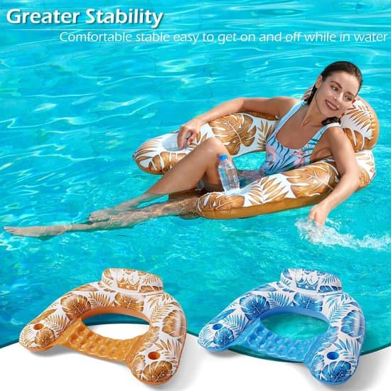 Oppustelige poolstole med kopholdere – Flydende liggestole til voksne – Pool, fest - 2 stk.