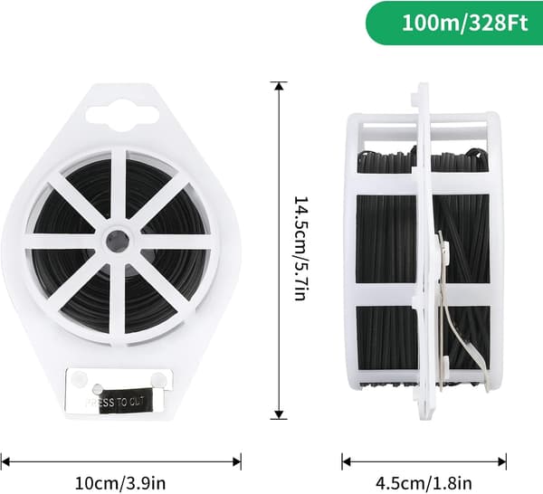 100M Havewire Blød Sort Havebinding, Havewire Snoet Plantebinding, Plastbelagt Wire Med Knive