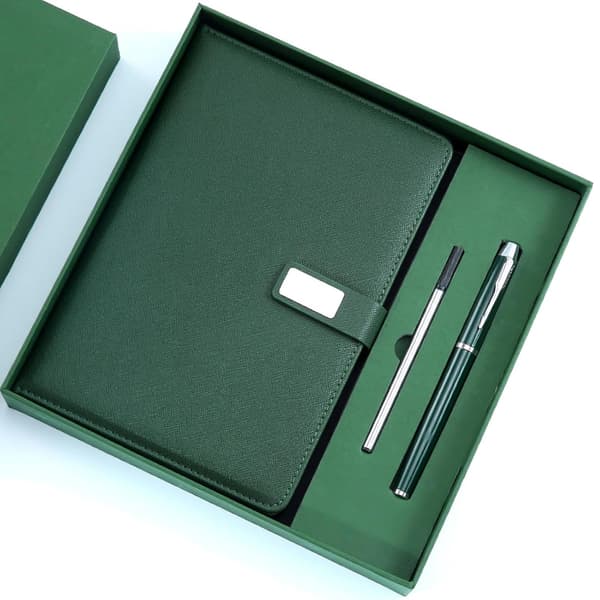 A5 Mødenotesbog High-End Business Kontor Notesbog Gaveæske Sæt-A5 Grøn (Notesbog+Pen+Refill) A5 - Red Business Gift Box