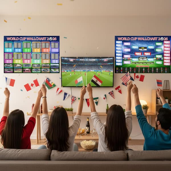 2 stk. VM-plakat 2026 Finalerunde 48-holds samling, fodbold VM-merchandise tilbehør dekorationer