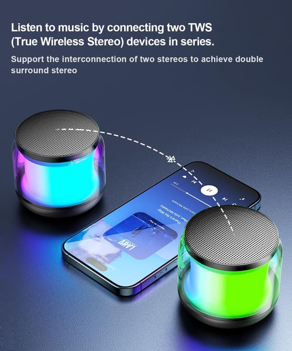 Mini bærbare Bluetooth-højttalere trådløse, TWS-parring små Bluetooth-højttalere, med lys og snor, gaver til kvinder/piger