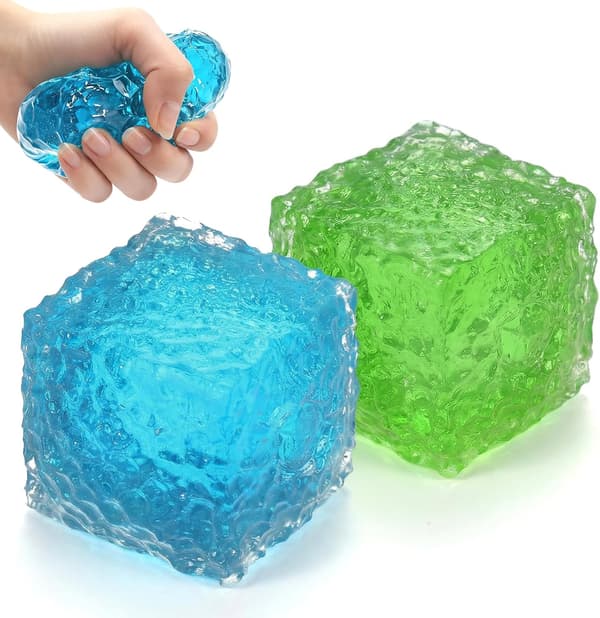 2PCS Ice Cube Squishy, 2 tum Squishy Cube, Långsam Återhämtning Frostat Honeycomb Kläm Stresslindrande Kuber för Ångest & Fokus, Nyhet Squishy Sensorisk