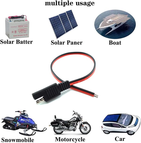 2st 18awg Sae Förlängningskabel 2-polig Sae Snabbkoppling 10a Solbatteripanel S-hao