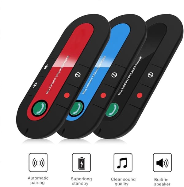 Bluetooth handsfree-enhet for bilens solskjerm, 5.0 Bluetooth-samtalemottaker, trådløs musikkspiller