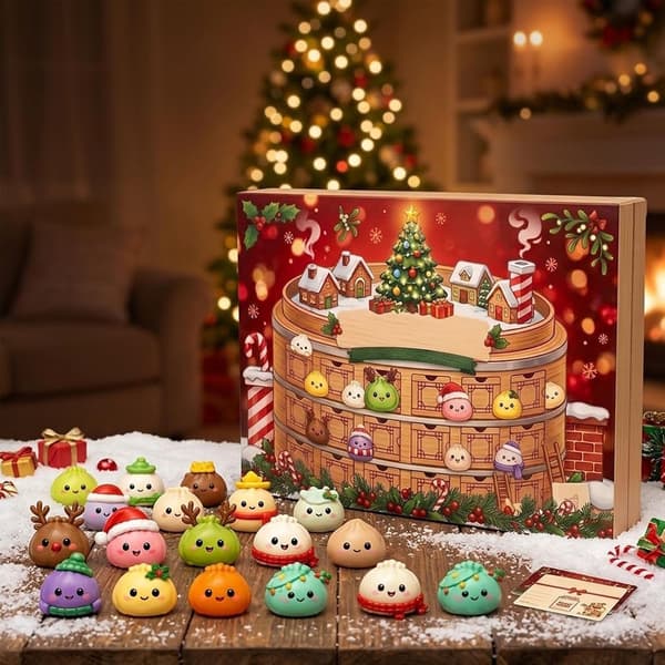 Jul Squishies Adventskalender 2026, 24 Dagar Dumpling Squishies Leksaker Nedräkningskalender, Squishy Överraskningar Sensorisk Fidget Gåva, 24 Dagar, #B