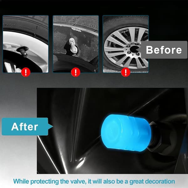 20 st självlysande däckventilhattar, fluorescerande däckventilhattar, cool bilpresent för universell dekoration bil SUV cykel motorcyklar lastbilar Blue