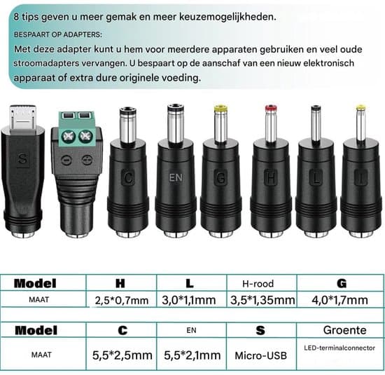 Transformers - 30W Universalladdare - Universal strömadapter - AC till DC 3V 4.5V 5V 6V 7.5V 9V 12V 1A 2A Switchande transformator - med 8 DC-kontakter