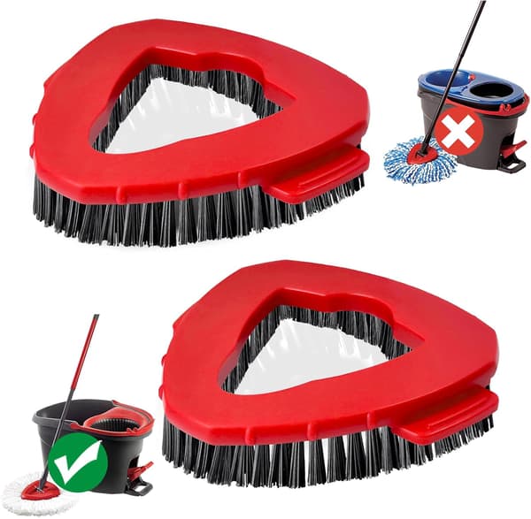 Sæt med 2 Spin Mop Refills — Kompatibel med EasyWring enkeltspandsystemer — Stive børster til badeværelser, køkkener, badekar, W2