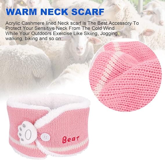 Baby stickad mössa och halsduk set, nyfödd och småbarn vinter varm stickad mössa, fleecefoder, lämplig för små pojkar och flickor.