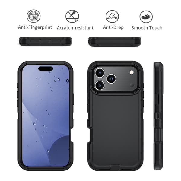 iPhone 17 Pro -kuori, erittäin iskunkestävä hybridi, musta 60