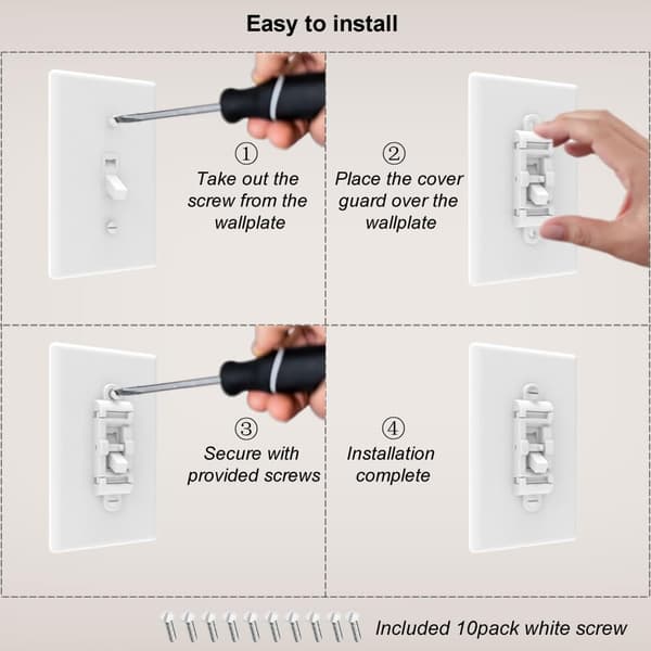 Barnsäker Ljusströmbrytare Skydd 5-pack - Okrossbart Växelströmbrytare Skydd för Barnsäkerhet, Smarta Hem & Säkerhet, 24/7 Skydd, Vit