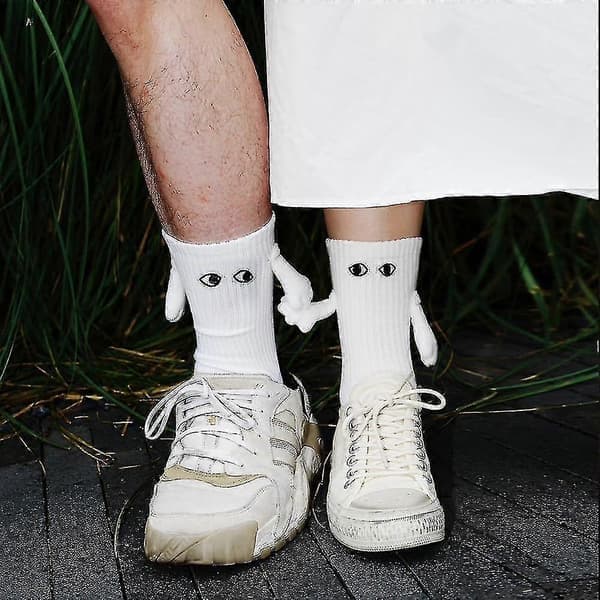 Magnetic Socks That Hold Hands, Hand in Hand Socks, Socks for Couples That Hold Hands Black White 2 Pairs