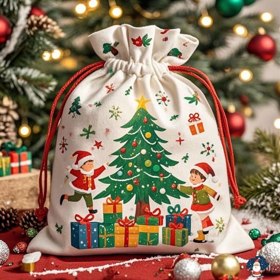 Julegavepose – Ekstra stor – 48 x 65 cm – Robust lærredsstofpose – Med snoretræk – Til Sinterklaas og jul – Genanvendelig – Dekoration