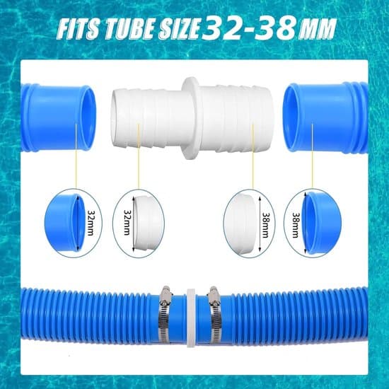 Reduksjonsstykke – 4 deler, 38 mm til 32 mm, med 4 rustfrie stålklemmer