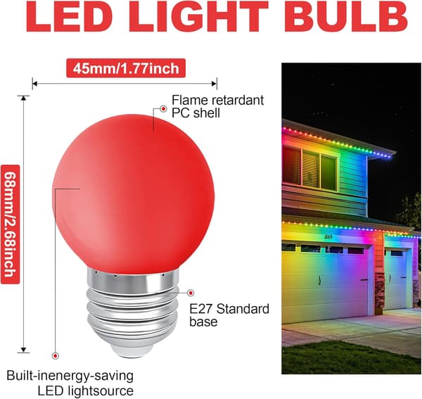 G45 farve LED pære E27/B22 dobbelt interface farverig markise jule scene dekorationspære