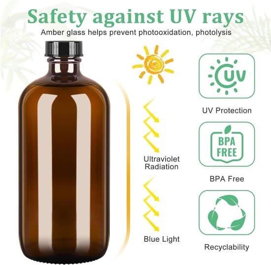 Set med 3 sprayflaskor i bärnstensfärgat glas (480 ml) för rengöring, växter och hårvård