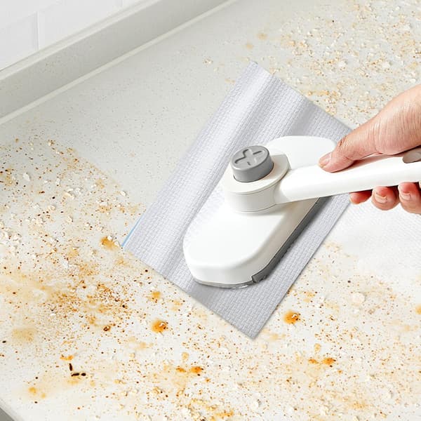 Mini utbytbar tygmopp, vikbar bänkskivemopp för kök med tygklämma, liten roterande platt mopp, kortskaftad bänkskivemopp (grå)