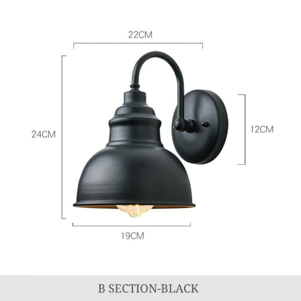 Vintage Vägglampa Gooseneck Barn Flat Light (Svart)