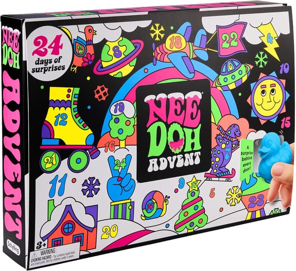 NeeDoh Squishmas Adventskalender Julnedräkning med 24 mini-klämleksaker (1-pack)