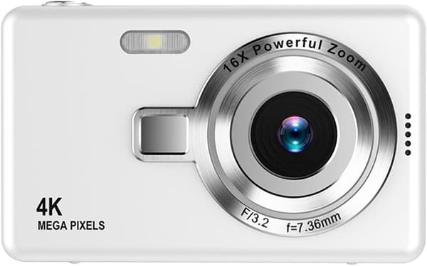4K digitalkamera silver med 64 GB-kort och OTG-adapter