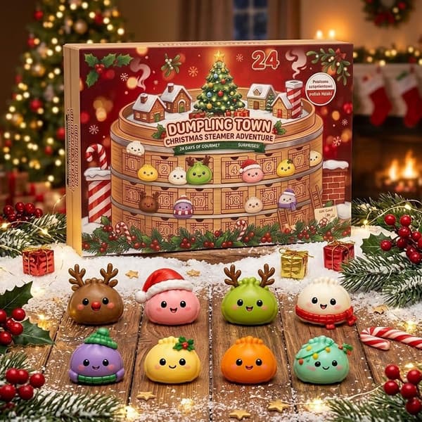 Jul Squishies Adventskalender 2026, 24 Dagar Dumpling Squishies Leksaker Nedräkningskalender, Squishy Överraskningar Sensorisk Fidget Gåva, 24 Dagar, #B