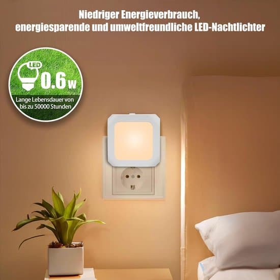 Nattlys - Plug-in nattlys - Nattlys for voksne - LED nattlys - Med skyvedimmefunksjon - Egnet for soverom og trapper (2-pakning)