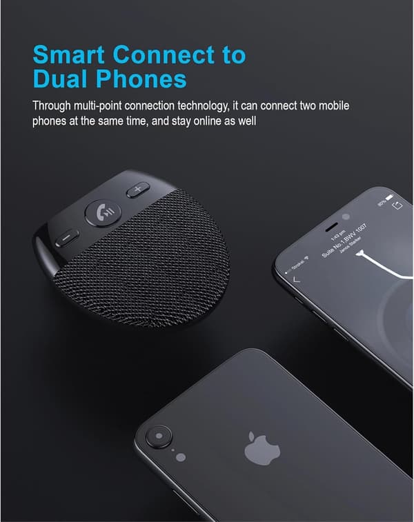 Hands Bluetooth 5.0 Bilhögtalare - Dubbel Brusreducering, Siri Röststyrning, Handsfree