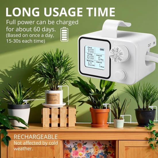 Automatisk Plantevander - Drypvandingscontroller - Programmerbar Timer - Selvforsynende Vandingssystem - Indendørs & Udendørs - 10m PVC-slange