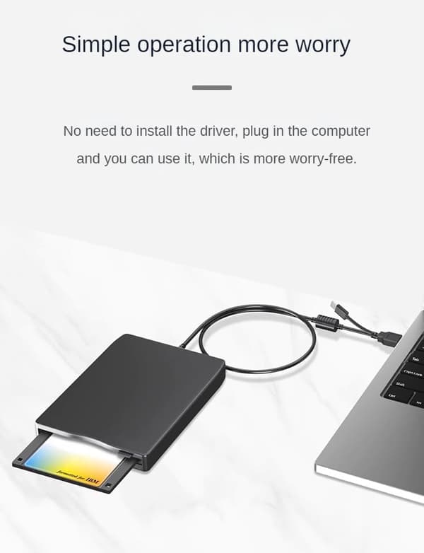 USB & USB-C Dual Interface Ekstern diskettedrev, 1.44MB FDD til bærbar pc, kompatibel med Windows 11/10/8/XP/Linux & Mac OS
