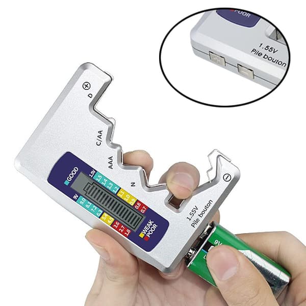 Wolfride AA Batterikontrolltester Universal Batteritester 9v Batteritester Digitalt Display til AAA AA C D N 9V Batteri 1.55V Knapcelle