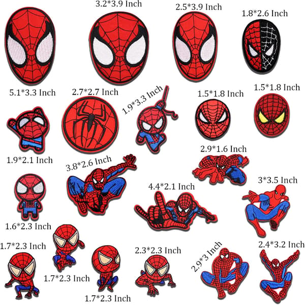 MH-24 stk. Spiderman Strygemærker, Broderede Strygemærker