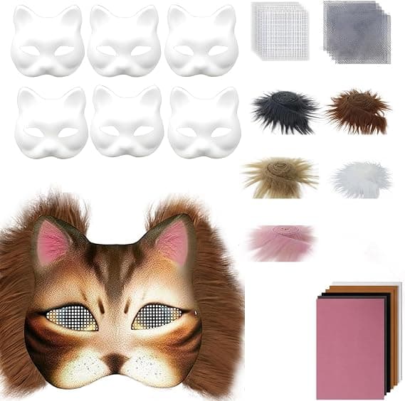 DIY Katte Maske med Tilbehør - Håndværkssæt med tilbehør