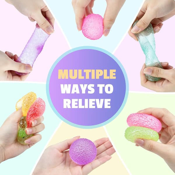6-pak teksturerede squishy stressbolde, sensoriske fidget-legetøj til stress- og angstlindring, håndterapi-træningsbolde til børn og voksne, fest...