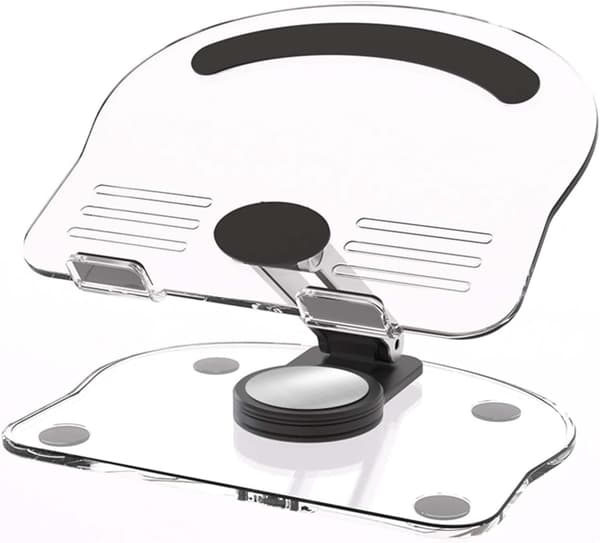 Akryl Tablet Stand med 360° Rotation - Foldbar Justerbar Holder til iPad Pro/Air/Mini, Borddisplay Stativ (Sort)