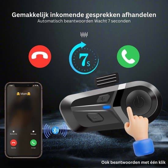 Motorcykelhjelm Intercom – Håndfri Motorcykelkommunikation – Vandtæt Trådløst Bluetooth Headset – Sort / Blød Mikrofon