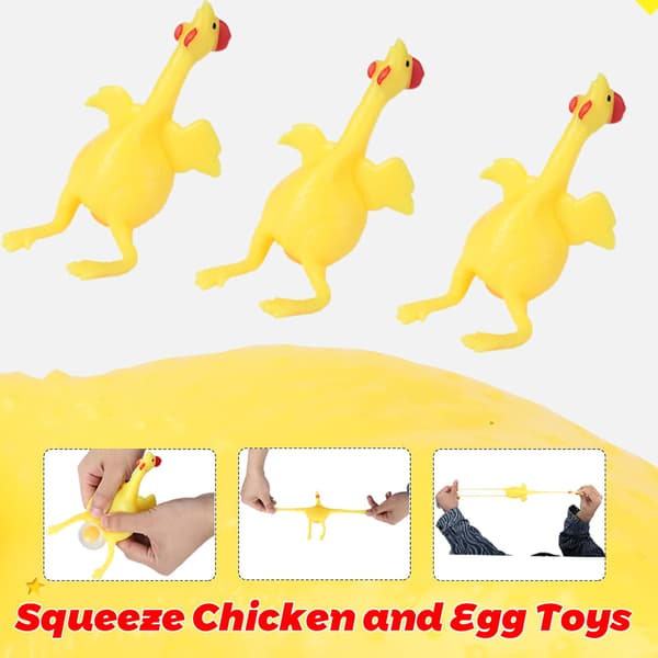 16cm Sjov Squishy Voksenlegetøj Kylling og Æg Stressaflastning