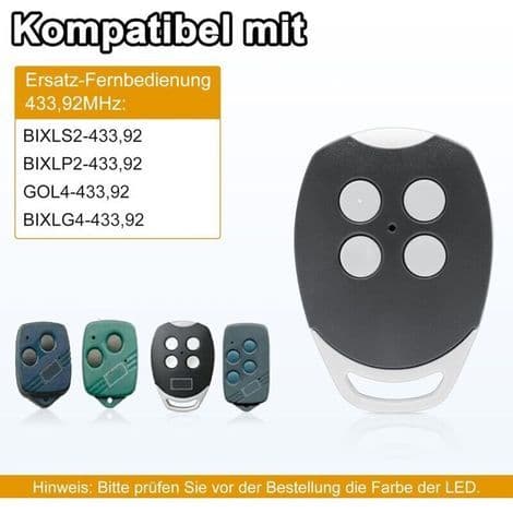 3 erstatningsfjernkontroller for Ditec, 433,92 MHz 4-kanals, kompatibel med Ditec GOL4, BIXLG4, BIXLP2, BIXLS2
