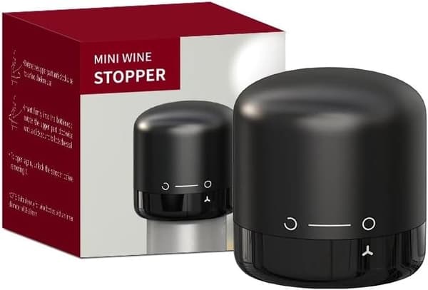 Generisk Vinprop, Silikone, Passer til Flasker 18-19mm, Holder Vinen Frisk (2-pak), Lille, Sort