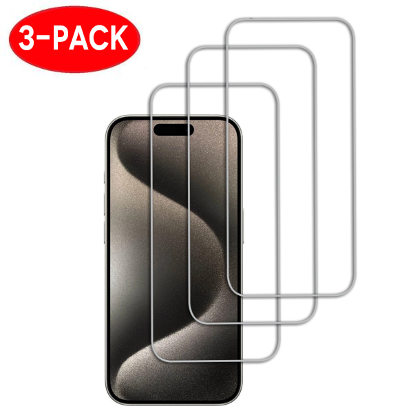 3-Pack - iPhone 15 Skärmskydd i Härdat Glas